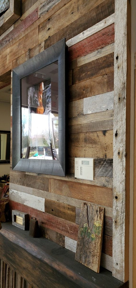 end of reclaimed wood wall