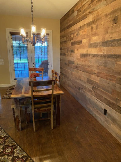 woodstock walls rustic mill reclaimed wood wall dining room real wood plank reclaimed wood panel paneling