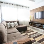 DIY reclaimed wood paneling in living room