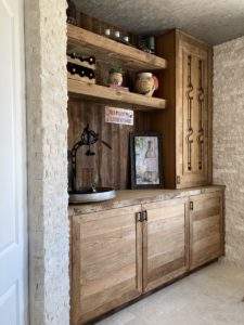 reclaimed wood built in cabinet